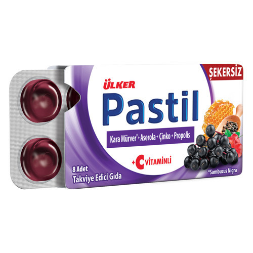 PASTİL 8'li - Kara Mürver-Aserola-Çinko-Propolis - 22.4 gram - 72 Adet