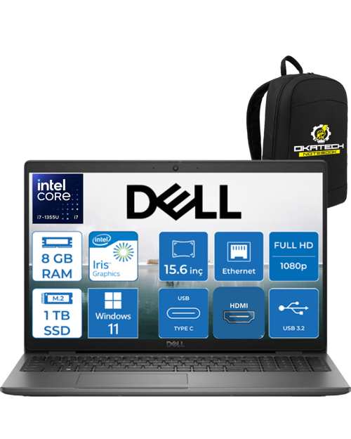 VOSTRO 3530 Intel Core i7-1355U 8GB RAM DDR4 512 GB SSD 15.6" 120 HRZ FULLHD W11PRO TAŞINABİLİR BİLGİSAYAR + OKATECH Ç