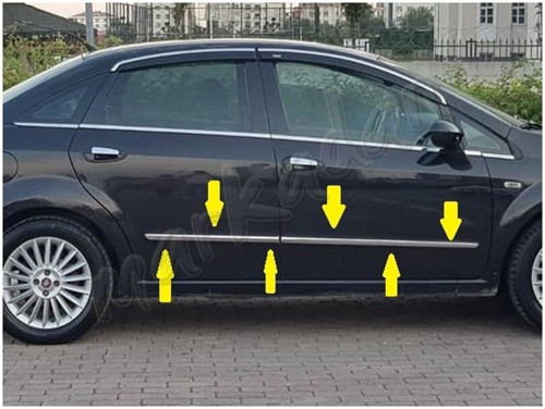 Fiat Linea Krom Yan Kapı Çıtası 2006-2018 4 Parça P.Çelik
