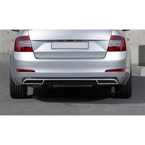 Skoda Octavia A7 Krom Arka Difüzör 2013-2019 3 Parça Paslanmaz Çelik