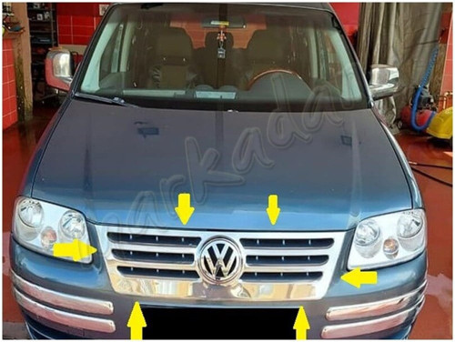 VW Caddy Krom Ön Panjur Formlu 2004-2010 Paslanmaz Çelik