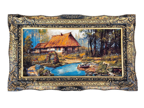 Çiçekli Köprü Adlı İran Tebriz Halı Tablo 123x73cm - Duvar Halı Kilim Tablo