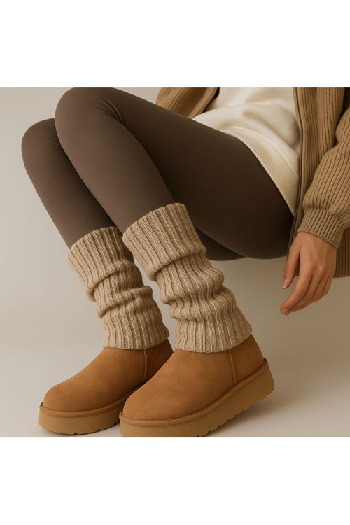 Original Premium Tozluk %100 Akrilik Triko Örgü Leg Warmer Ayak Isıtıcı Bej