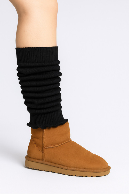 Aerobik Tozluk %100 Akrilik Triko Örgü Leg Warmer Ayak Isıtıcı Siyah