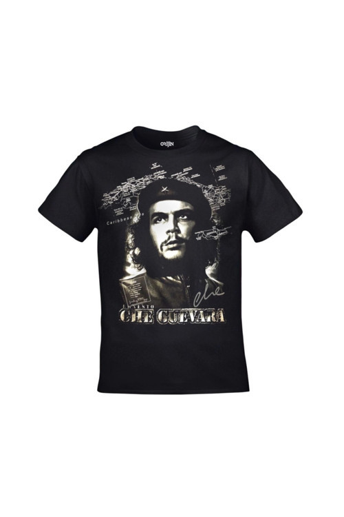 Unisex Siyah Ernesto Che Guevara Harita Baskılı