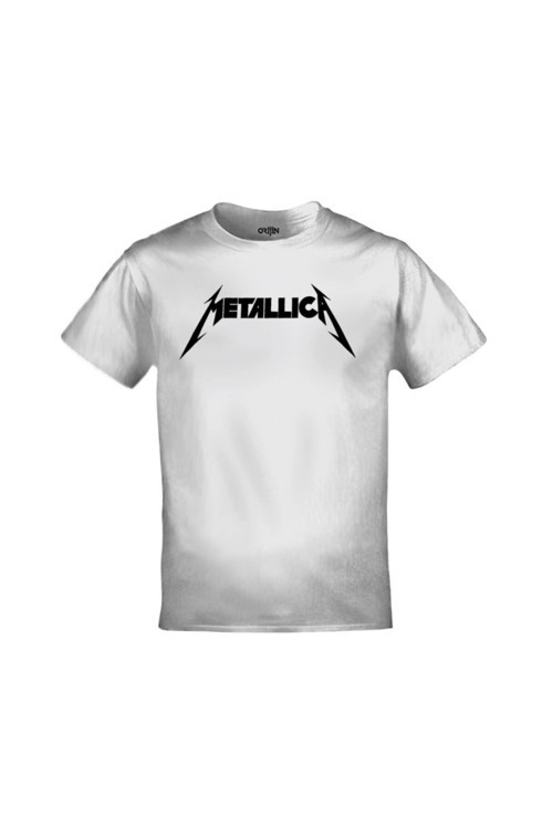 Unisex Beyaz Metallica Logo Baskılı