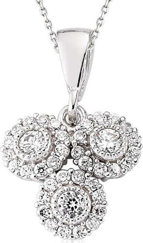 925 Ayar Gümüş Beyaz Taşlı Kadın Gümüş Kolye