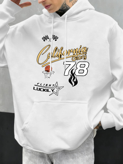 California Glory Basketbol Numarası 78 Baskılı Erkekler Kapüşonlular Polar Kazak Cep Hoody Mo