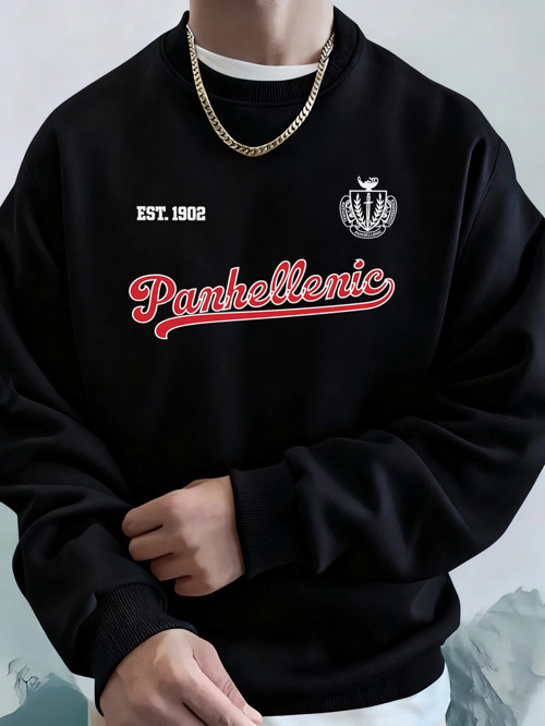 Panhellenic Est 1902 Yaratıcı Mektup Baskılı Koşu Sonbahar Polar Kapşonlu Erkek Günlük Temel