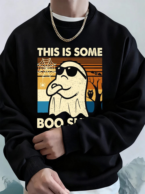 Bu Biraz Şaka Yapılı Baskılı Erkek Sweatshirt Kışlık Yuvarlak Yaka Kapüşonlu Sweatshirt Sokak