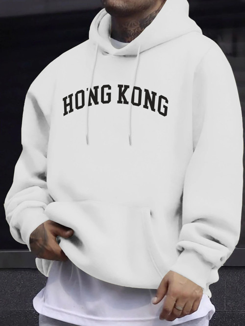 Hong Kong Letter Yaratıcı Baskılı Unisex Kazaklar Polar Sonbahar Kazak Günlük Sokak Spor Giyi