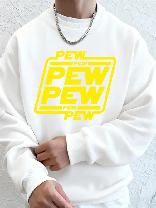Pew Pew Mektup Baskılı Erkek Sweatshirtleri Kışlık Oversize Kapüşonlu Üstler Spor Bisiklet Ya