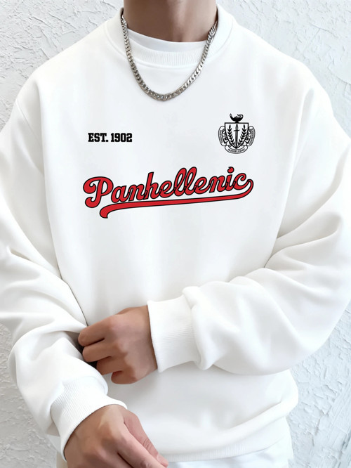 Panhellenic Est 1902 Yaratıcı Mektup Baskılı Koşu Sonbahar Polar Kapşonlu Erkek Günlük Temel