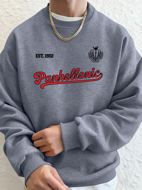 Panhellenic Est 1902 Yaratıcı Mektup Baskılı Koşu Sonbahar Polar Kapşonlu Erkek Günlük Temel