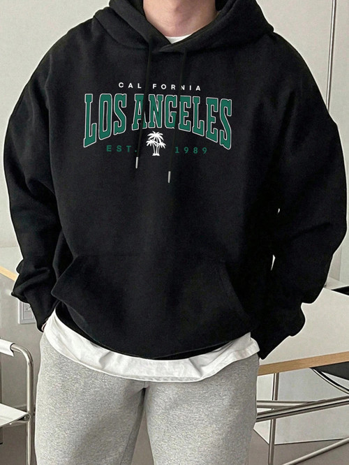 California Est 1989 Baskı Moda Kapüşonlu Üst Unisex Sonbahar Polar Giysiler Gevşek Cepli Tişö