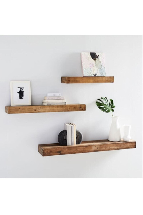 Ahşap Dekoratif 3 Lü Uçan Kitaplık Gizli Duvar Monte Aksesuar Rafı
