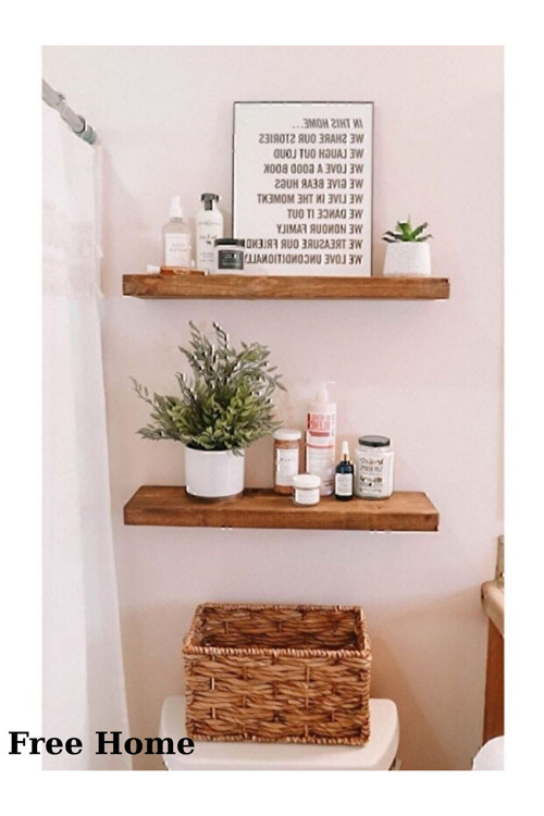 Dekoratif 2'li, Gizli Bağlantılı Duvar Monte Aksesuar Masif Duvar Rafı 15cm Derinlik