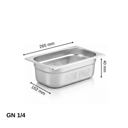 Delikli Gastronom Küvet GN 1/4 40 mm 1,2 lt