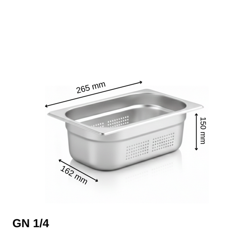 Delikli Gastronom Küvet GN 1/4 150 mm 4 lt