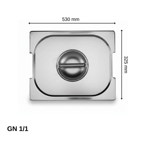 Saplı Gastronom Küvet Kapağı GN 1/1 (53 × 32,5 cm)