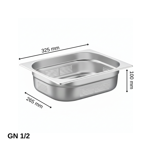 Delikli Gastronom Küvet GN 1/2 100 mm 6,5 lt