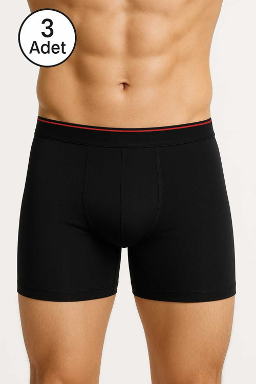 Siyah Likralı Erkek Boxer 3 Adet
