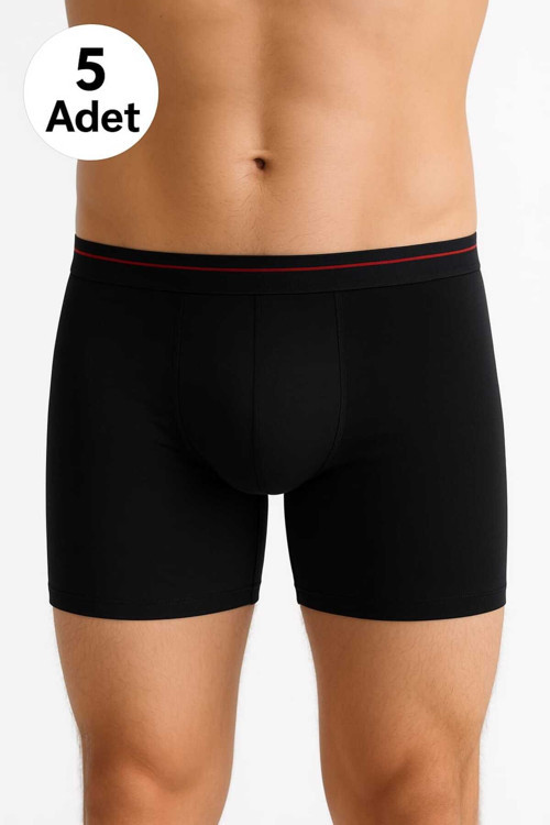 Siyah Likralı Erkek Boxer 5 Adet