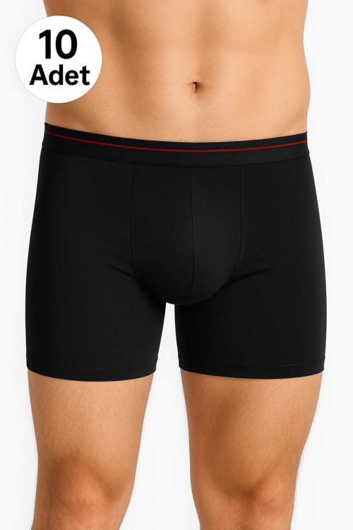 Siyah Likralı Erkek Boxer 10 Adet