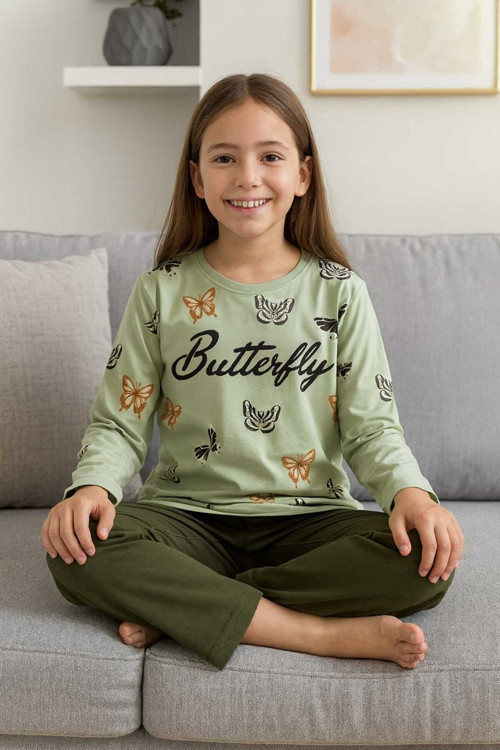 Kız Çocuk Pijama Takımı %100 Pamuk