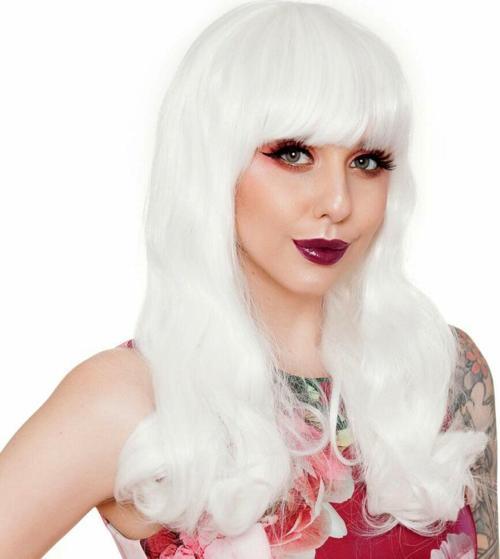 Beyaz Renk Kahküllü Dalgalı Uzun Parti Peruğu