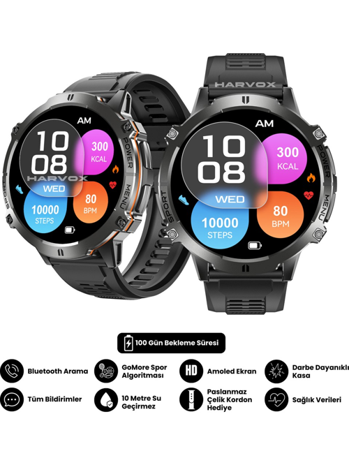 Harvox Watch X2 Pro Akıllı Saat Apple iPhone ve Android Tüm Telefonlara Uyumlu Siyah