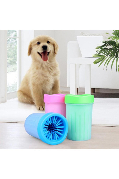 Silikon Jel Fırçalı Kedi Köpek Pati Ayak Yıkama Temizleme Kovası (Küçük) GO-53-vice 02875