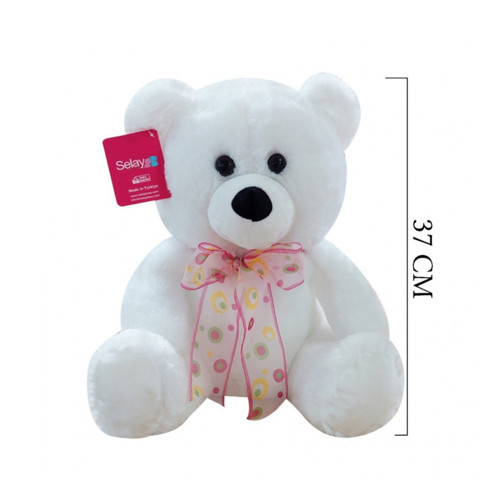 1178B Selay, Oturan Ayı 37 cm Beyaz