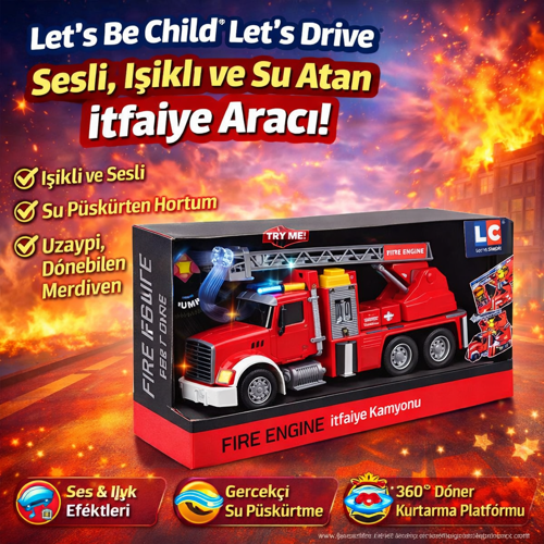 Let’s Be Child Let’s Drive Sesli ve Işıklı İtfaiye Aracı Su Püskürten