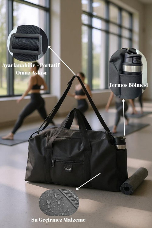 Unisex Uzun Askılı Termos Bölmeli Kadın Ve Erkek Kullanabilir Seyahat Fitness Ve Spor Çantası