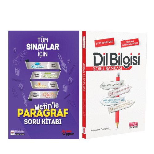 Metin Yayınları Tüm Sınavlar İçin Metinle Paragraf ve AKM Dil Bilgisi Soru Bankası Seti 2 Kitap