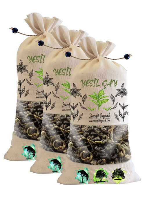 3 Adet Bez Torba Yeşil Çay 400 Gr. X 3 Ad. Özel Yaprak Yeni Mahsül Seçme Ürün Green Tea 1.2 Kg.