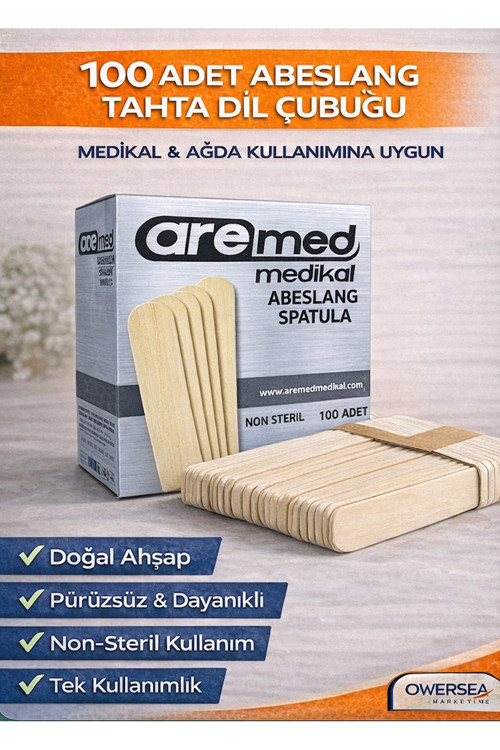 100’lü Ahşap Abeslang – Tahta Dil Çubuğu / Ağda Spatulası / Spatula