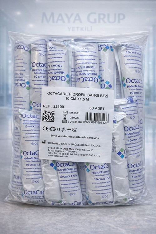 OCTACARE HİDROFİL SARGI BEZİ 10 CM X 1,5 M 50'li PAKET