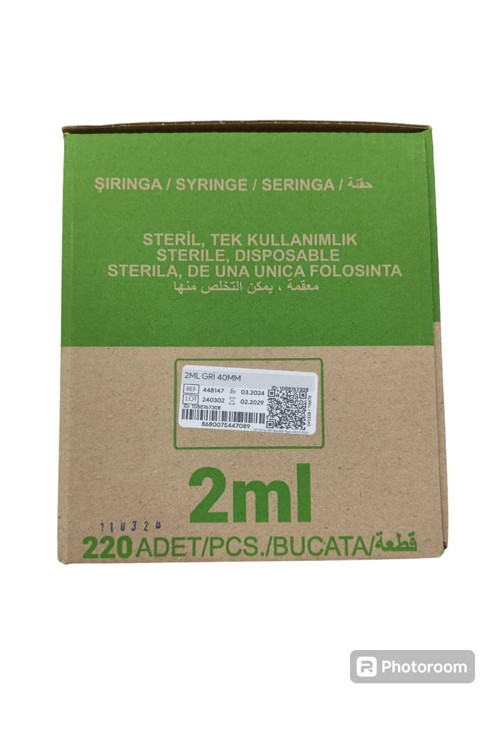 2 Cc ml Düz Uç Dental Enjektör Gri Uç 27 G 40 Mm 220 Li Kutu