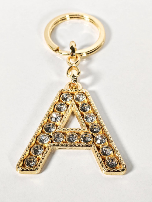 Taşlı A Harfi Gold Metal Anahtarlık – Kişisel Stil, Zarif Işıltı