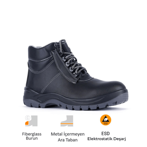 Policap 023 S3 SRC ESD Vidala Deri Fiberglass Burun Kevlar Ara Taban İş Botu