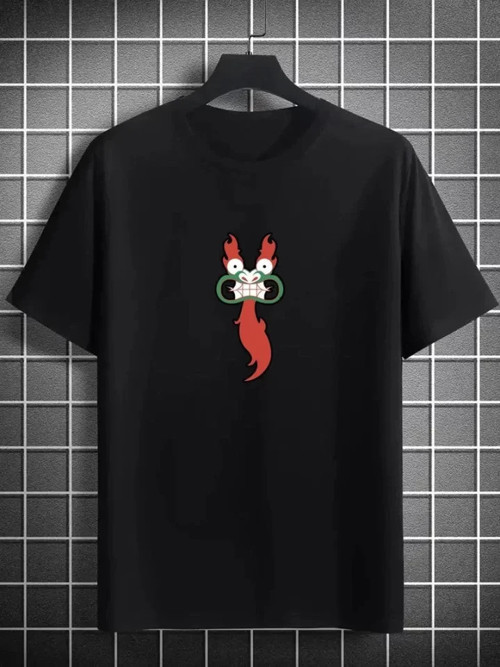 Unisex Bisiklet Yaka Baskılı Oversize TShirt