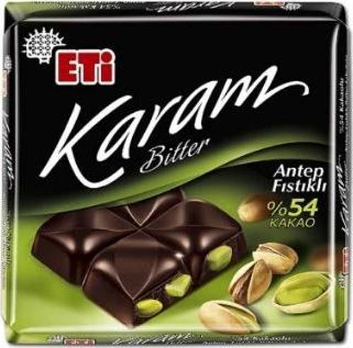 Karam %54 Antep Fıstıklı Kare Çikolata 60 Gr.
