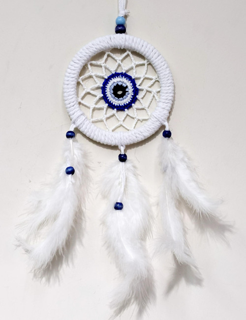 Zincir Örgülü 12 Santimetre Çapında Kuş Tüylü Duvar Süsü