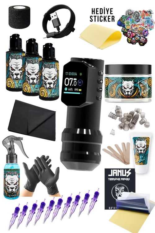 SHOTS-FA Kablosuz 3.5 Stroke Profesyonel Dövme Makinesi Seti - Premium Dövme Seti