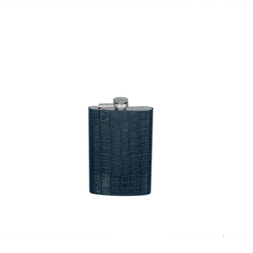 La Medore Blue Croco Leather Hıp Flask 9,5x2,5x14 Cm