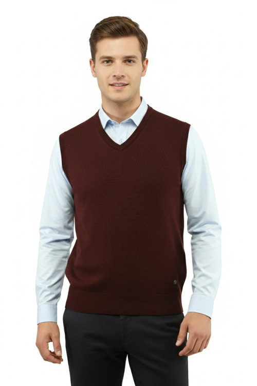 Erkek V Yaka Süveter Çelik Örgü Regular Kalıp 5200H BGL-ST04962