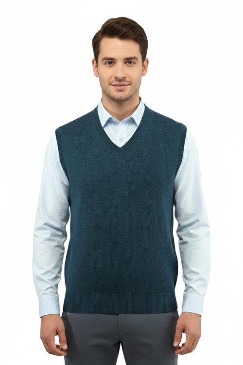 Erkek V Yaka Süveter Çelik Örgü Regular Kalıp 5200H BGL-ST04962