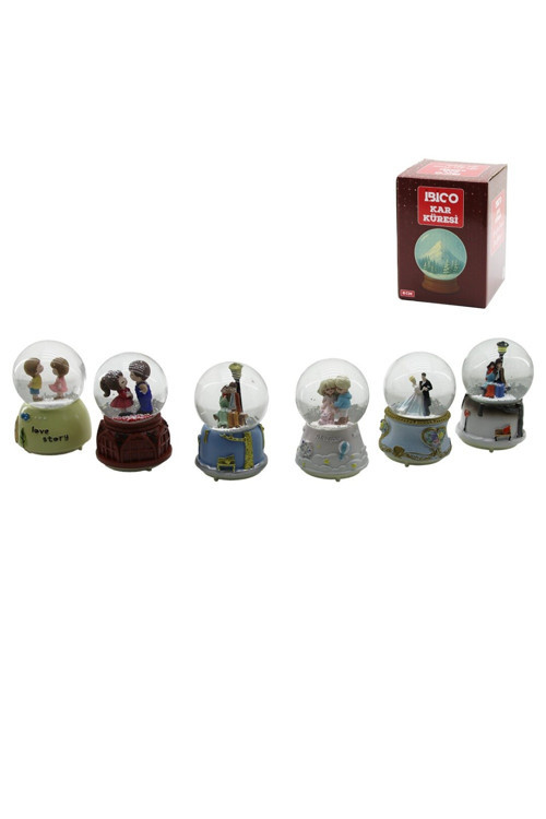ORTA BOY - 8CM PİLLİ - IŞIKLI MÜZİKLİ KAR KÜRESİ CAM İNSAN FİGÜRLÜ - DESEN MİX RENKLİ HERHANGİ BİR T